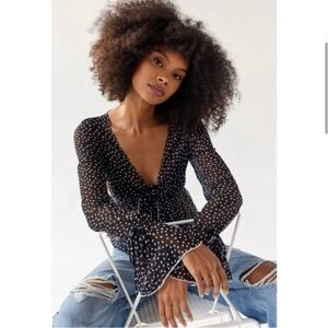 Chic Black Polka Dot Women's Top